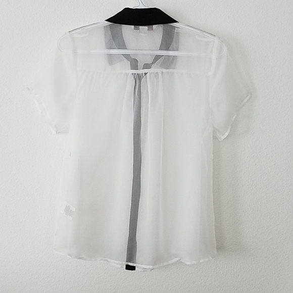 Adam Levine White Black Sheer Button Down Top - Picture 4 of 5